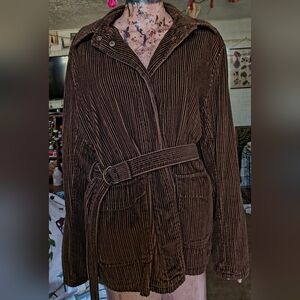 Newport News Brown Corduroy Cotton Shell Jacket With Belt